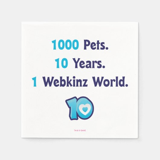Serviette En Papier 10 ans de Webkinz Statistiques (Devant)