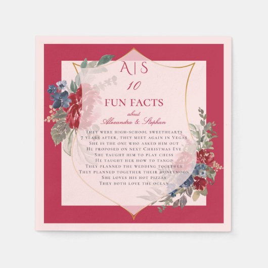 Serviette En Papier 10 Faits amusants Nouveaux mariés Couple Magenta R (Devant)