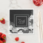 Serviette En Papier 10e anniversaire argent, noir et blanc serviettes (En situation)