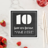 Serviette En Papier 10e anniversaire : Art Déco Inspiré Look "10" + No (En situation)