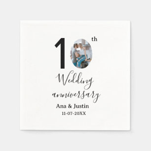 Serviette En Papier 10e anniversaire du mariage nom photo bold lettre