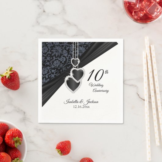 Serviette En Papier 10e anniversaire du Mariage Onyx (En situation)