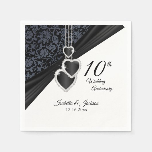 Serviette En Papier 10e anniversaire du Mariage Onyx (Devant)