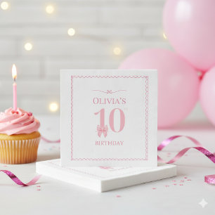 Serviette En Papier 10e anniversaire fille rose Bow Party Napkin