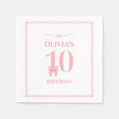 Serviette En Papier 10e anniversaire fille rose Bow Party Napkin (Devant)
