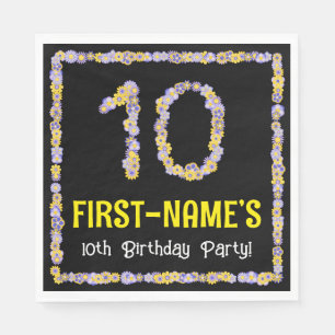 Serviette En Papier 10e anniversaire : Floral Flowers Numéro, Nom pers