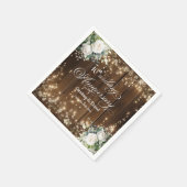 Serviette En Papier 10e anniversaire Mariage Lumières à cordes rustiqu (Coin)