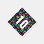 Serviette En Papier 10e Anniversaire Neon Étoiles Sur Noir (Coin)