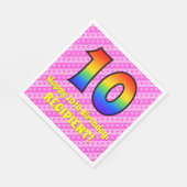 Serviette En Papier 10e anniversaire : Pink Stripes & Hearts, Arc en c (Coin)