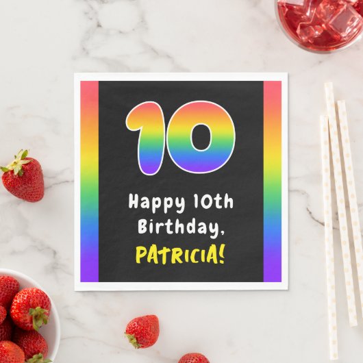 Serviette En Papier 10e anniversaire : Rainbow Spectrum # 10, Nom pers (En situation)