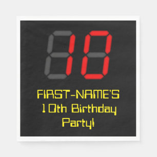 Serviette En Papier 10e anniversaire : Rouge Digital Horloge Style "10