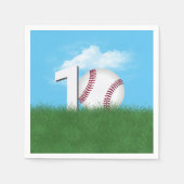 Serviette En Papier 10ème Anniversaire Baseball En Herbe Verte (Devant)