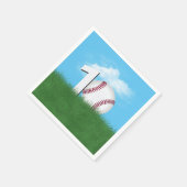 Serviette En Papier 10ème Anniversaire Baseball En Herbe Verte (Coin)