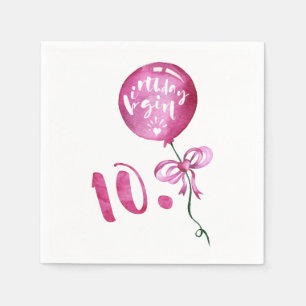 Serviette En Papier 10ème Fille d'anniversaire, cadeaux de filles
