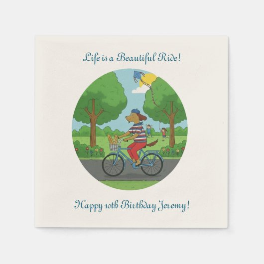 Serviette En Papier 10th Birthday | Life is a Beautiful Ride on a Bike (Devant)