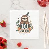 Serviette En Papier 10th Birthday Sloth Vintage Wild One Shirt (En situation)