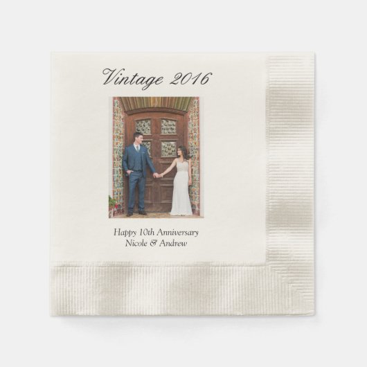 Serviette En Papier 10th Wedding Anniversary Party Personalized Photo (Devant)