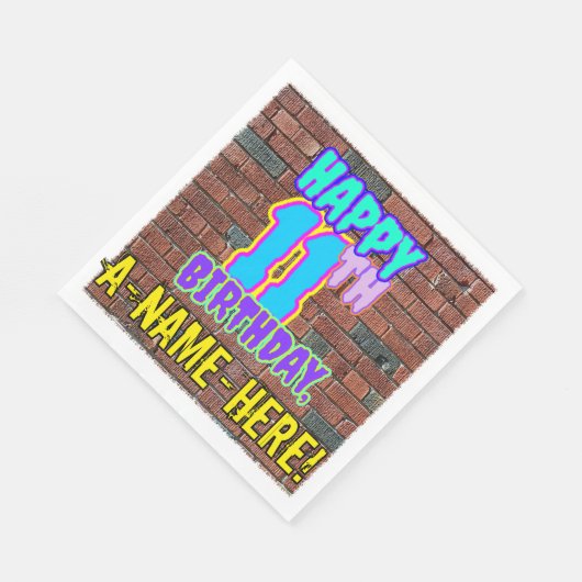 Serviette En Papier 11e anniversaire ~ Amusant, Graffiti urbain inspir (Coin)