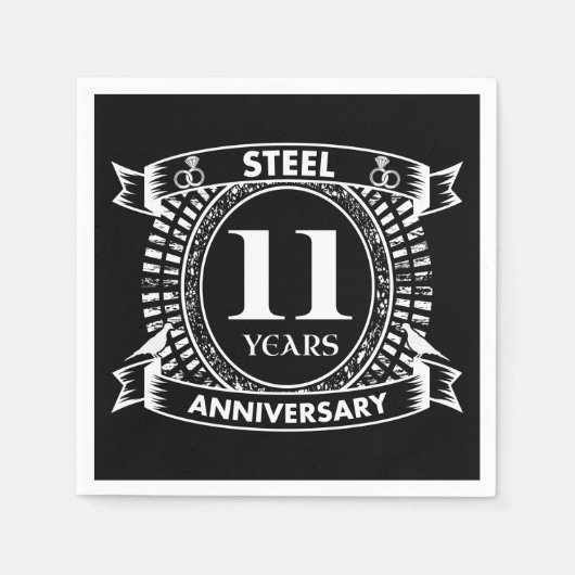 Serviette En Papier 11E anniversaire du mariage acier (Devant)