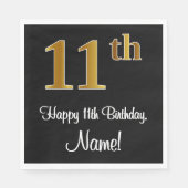 Serviette En Papier 11e anniversaire ~ Elégant Luxueux Faux Gold Look  (Devant)