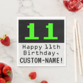 Serviette En Papier 11e anniversaire - Nerdy / Geeky Style "11" & Nom (En situation)
