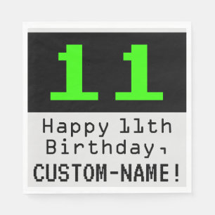 Serviette En Papier 11e anniversaire - Nerdy / Geeky Style "11" & Nom