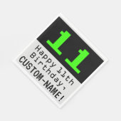 Serviette En Papier 11e anniversaire - Nerdy / Geeky Style "11" & Nom (Coin)