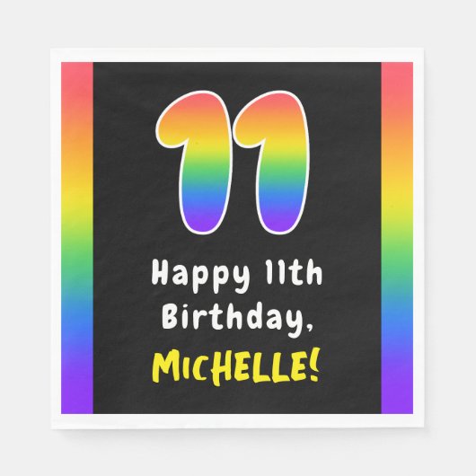 Serviette En Papier 11e anniversaire : Rainbow Spectrum # 11, Nom pers (Devant)