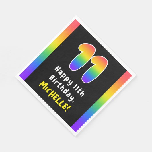 Serviette En Papier 11e anniversaire : Rainbow Spectrum # 11, Nom pers (Coin)