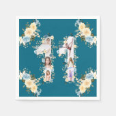 Serviette En Papier 11e anniversaire Turquoise photo Collage Fleur Jau (Devant)