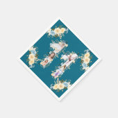 Serviette En Papier 11e anniversaire Turquoise photo Collage Fleur Jau (Coin)