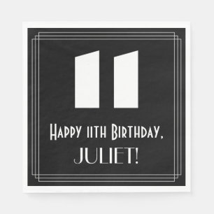 Serviette En Papier 11ème anniversaire : Art Déco Inspiré Look "11" + 