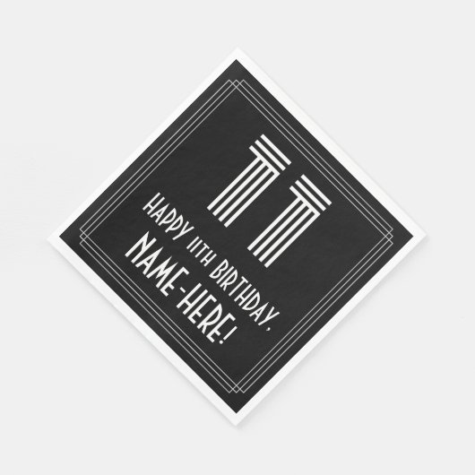 Serviette En Papier 11ème anniversaire : Art Déco Inspiré Look "11" +  (Coin)