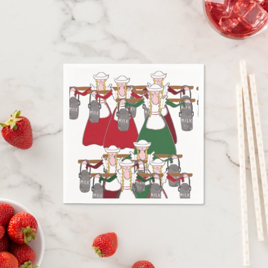 Serviette En Papier 12 Jours de Noël 8 Maids A-Milking (En situation)