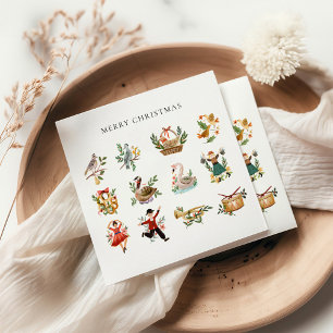 Serviette En Papier 12 Jours de Noël Joyeux Noël Fête de Noël