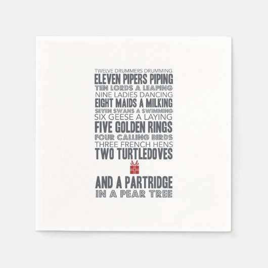 Serviette En Papier 12 Jours de Noël | Red (Devant)