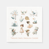 Serviette En Papier 12 jours d'illustrations de Noël (Devant)