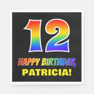 Serviette En Papier 12e anniversaire : Bold, amusant, simple, arc-en-c