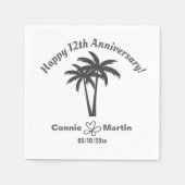 Serviette En Papier 12e anniversaire du Mariage Palmiers (Devant)