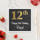 Serviette En Papier 12e anniversaire ~ Elégant Luxueux Faux Gold Look (En situation)