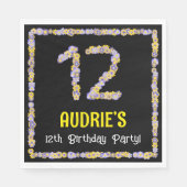 Serviette En Papier 12e anniversaire : Floral Flowers Numéro, Nom pers (Devant)