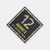 Serviette En Papier 12e anniversaire : Floral Flowers Numéro, Nom pers (Coin)