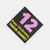 Serviette En Papier 12e anniversaire : Pink Stripes and Hearts "12" + (Coin)