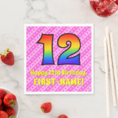 Serviette En Papier 12e anniversaire : Pink Stripes & Hearts, Arc en c (En situation)