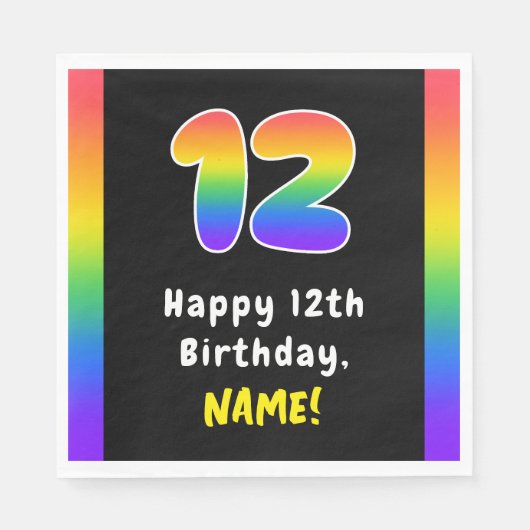 Serviette En Papier 12e anniversaire : Rainbow Spectrum # 12, Nom pers (Devant)
