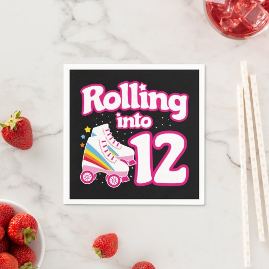 Serviette En Papier 12e anniversaire Roller Patinage 12 ans (En situation)