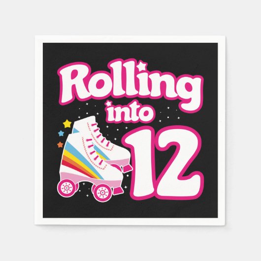 Serviette En Papier 12e anniversaire Roller Patinage 12 ans (Devant)