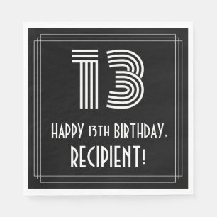 Serviette En Papier 13e anniversaire : Apparence Art Déco "13" + Nom