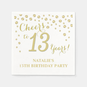 Serviette En Papier 13e anniversaire de mariage White and Gold Diamond