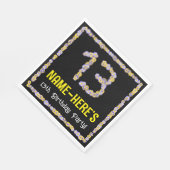 Serviette En Papier 13e anniversaire : Floral Flowers Numéro, Nom pers (Coin)